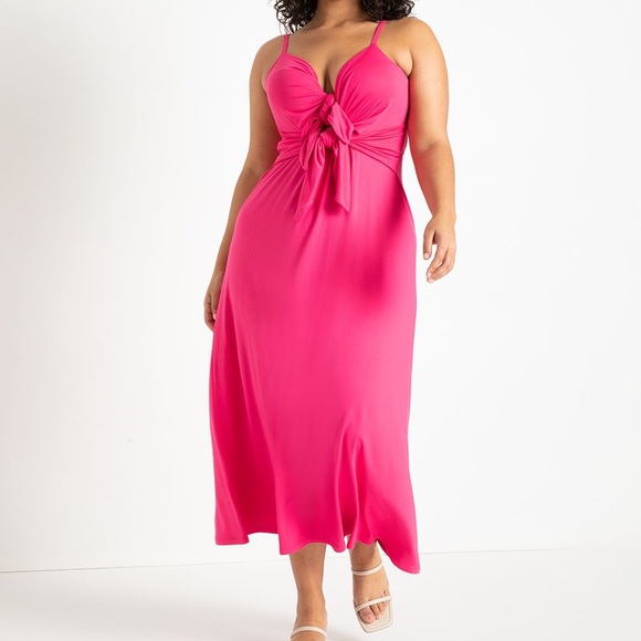 Eloquii | Pink Cutout Tie Detail Dress - Picture 1 of 5